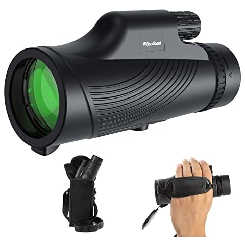 Usogood 10X42 Monocular Telescope High Power, Monoculars for Adults with BAK4 Prisms and FMC Lens, Compact Waterproof Monocular for Bird Watching Hiking Camping with Hand Strap Cover