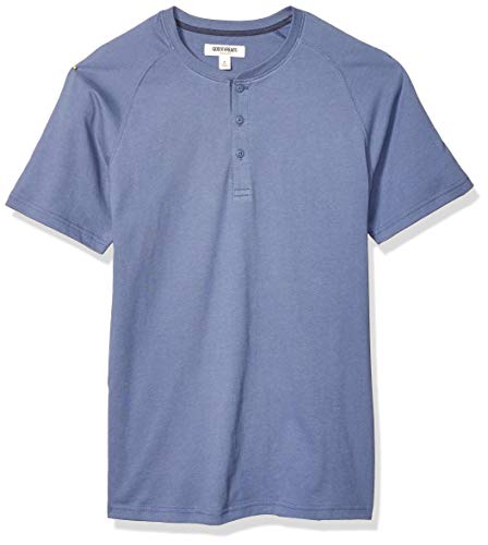 Amazon Brand - Goodthreads Men's Short-Sleeve Sueded Jersey Henley, Denim Blue XX-Large