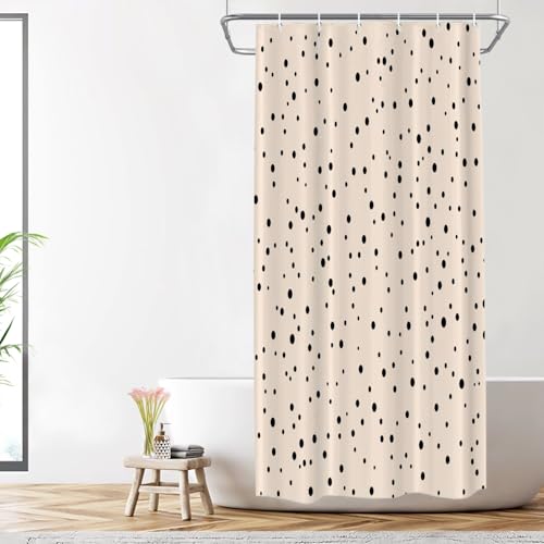 Shrahala Cortina de ducha decorativa de tonos neutros abstractos, simple y sutil contraste, fibra de poliéster, impermeable, con anillos de plástico, para ducha, bañeras, 72 x 36 pulgadas