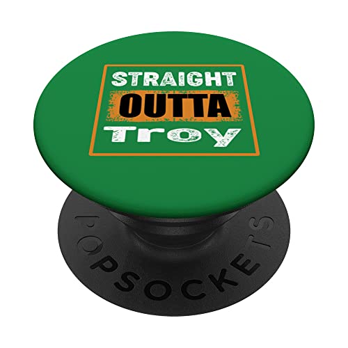 Straight Outta Troy New York USA Retro Distressed Vintage PopSockets Swappable PopGrip