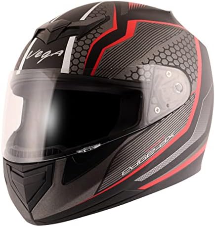 VegaEdge DX Blast-E Full Face Helmet Dull Black Red - Small