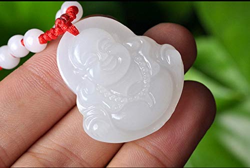 Collier bouddha jade blanc véritable pendentif lithothérapie