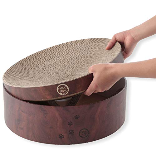 Image of Necoichi Cat Scratcher Bowl Replacement for Indoor Cats - Cat Scratching Lounger with Reversible Usability and Extra Comfort for Lounge, Cardboard Bed Couch / (XL, Dark Cherry)