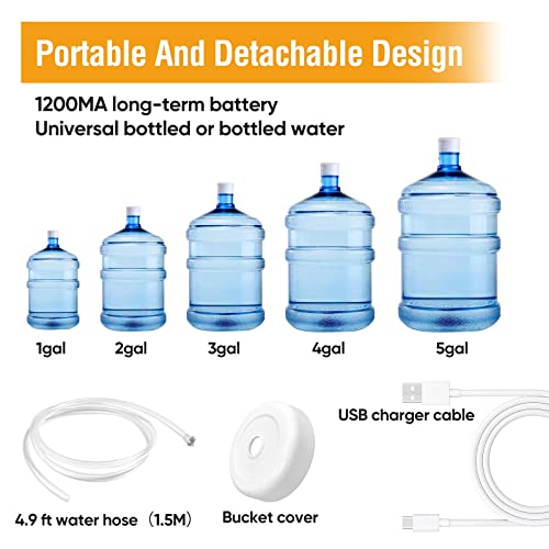 Intelligent Desktop Water Bottle Dispenser, Portable Electric Water Bottle Pump For 5 Gallon & Universal Bottles, Usb Charging Automatic Drinking Water Bottle Pump, Removable, For Home,Office,Outdoor #TOP4