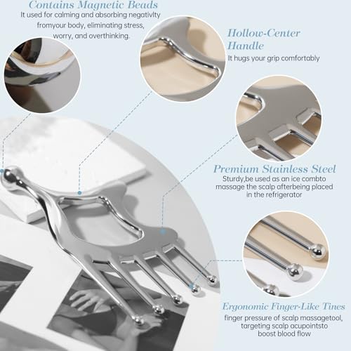 Gua Sha Tool with Handle,5in1 Scalp Massage Tool for Head&Face&Body, Protable Scalp Comb Guasha for Deep Relaxation and Relieving Pain, Acupressure and Trigger Point Tool for SPA - Image 3