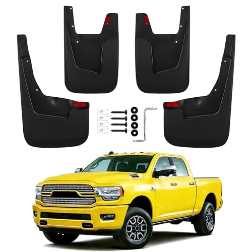 NDTZEI Mud Flaps Splash Guards Compatible with 2019-2026 Ram 1500 Front and Rear Mud Guards Fender Flares for Ram 1500 Accessories (Without Fender Flares) 4 Piece Set Black Textured Finish