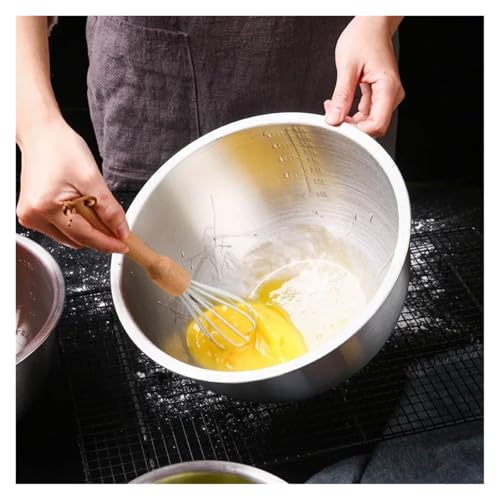 3 tamaños, Compatible con tazón for mezclar ensaladas de acero inoxidable 304, juego tazones almacenamiento for cocina, comida antiescaldado, sopa, Ramen(24cm-4500ml) - imagen 5
