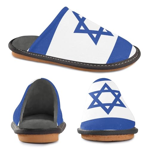 Women's Mens Flag Of Israel Cosy Slip-On Slippers,Casual Comfy Linning Breathable Memory Foam Scuff House Bedroom Shoes Gift for Unisex Indoor/Outdoor Size 4-113