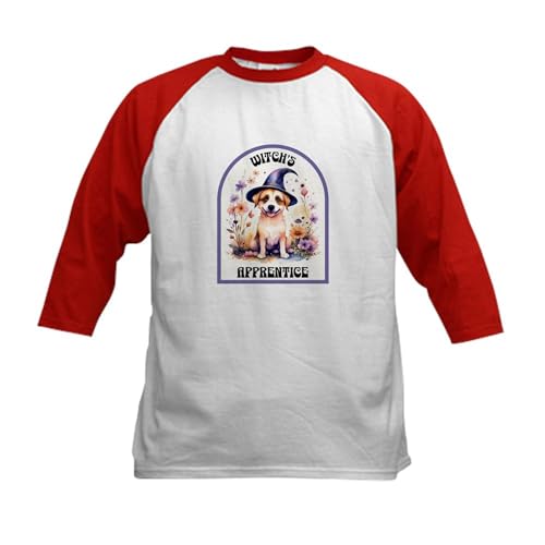 CafePress Halloween Witch Apprentice Baseball Jersey Kids Cotton Baseball Jersey, 3/4 Raglan Sleeve Shirt Red/White