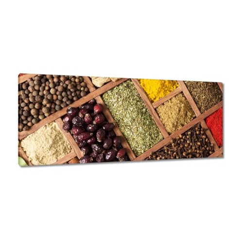 Tableau épices dans des boîtes et peinture imprimée sur toile 100x40