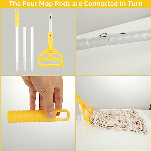 Image of WOPPLXY Looped-End String Wet Cotton Mops, Heavy Duty Industrial Commercial Mop with Extra Mop Head Replacement, 75 Inch Aluminium Alloy Pole, Wet Mop for Floor Cleaning