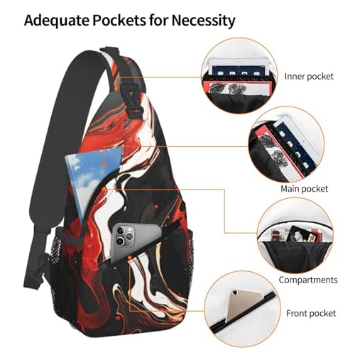 Bolso Pequeño Sling para Mujeres y Hombres Negro y Rojo miniatura 4