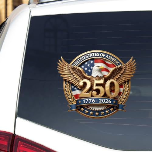 Image of 2pcs 250 Anniversary USA Decal Stickers 250th America Stickers Patriotic | 4th of July Sticker for Car, Truck, Window, Laptop, 1776-2026 250th Anniversary of The Independence of USA 10 inch
