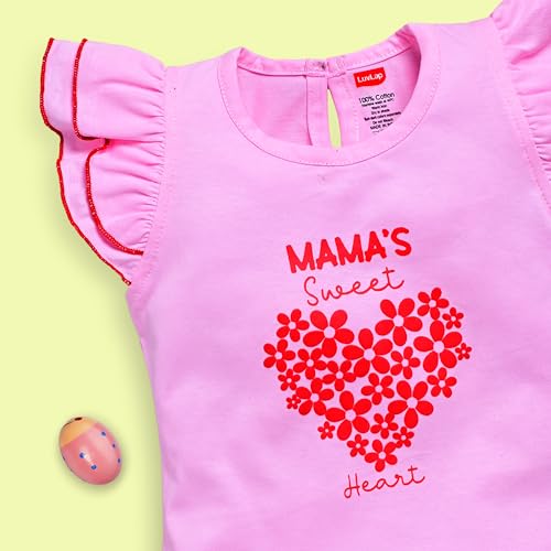 Image of LuvLap Baby Girls Regular Fit 100% Cotton Half Sleeves Girls Top CoSet Pack of 3