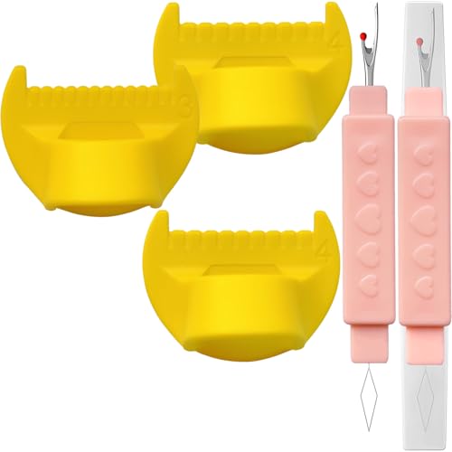 Edge Stitch Lock & Sewing Gauge (2 PCS 4mm, 1 PCS 3mm) with Threading and Stitch Remover Tool - Essential for Sewing and Quilting(3PCS) (Yellow)
