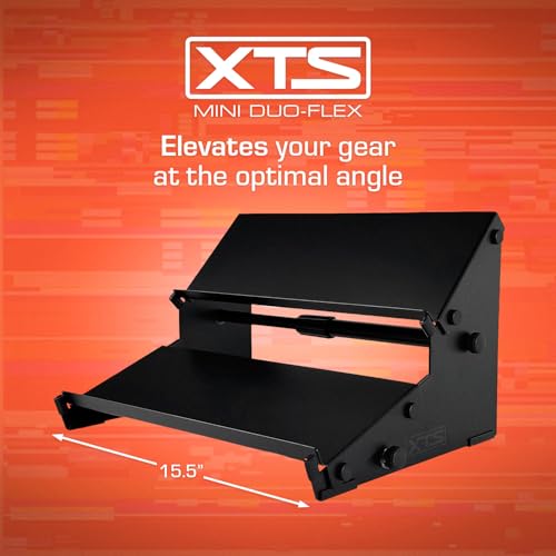 Image of XTS Mini Duo-Flex Desktop Stand, 2 Tiers with Trays for FX Pedals / Synths / Audio Interfaces / MIDI Controllers, Holds 2-4 Pedals or Machines on Each Tier, 15.5 inch Width, Fits Elektron Digitakt / Digitone / Octatrack & More