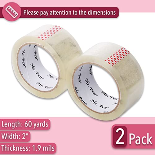 Mr. Pen- Packing Tape, 2Pack, 2In Wide, 60 Yards, 1.9Mil, No Smell, Shipping Tape, Packaging Tape, Packing Tape Rolls, Clear Packing Tape, Moving Tape, Box Tape, Mailing Tape, Packing Tape Refill #TOP1
