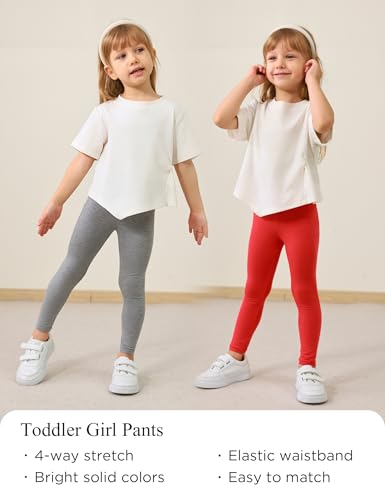 Toddler Girls Leggings 2-Pack Bamboo Viscose Little Girls Casual Stretch Pants2