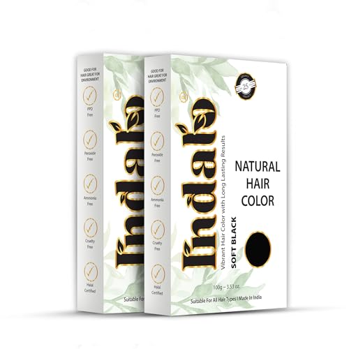 Image of Indalo Natural Hair Color Soft Black | No Ammonia, No Paraben, No PPD, Soft Black Hair Color | Suitable for Men & Women - 100g (Pack of 2)