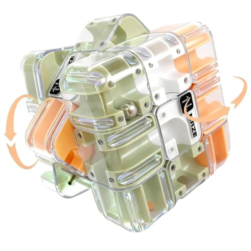 Image of 3D Maze Puzzle Cube Transparent Labyrinth Ball Game Brain Teaser IQ Toy Rolling Metal Marble Challenge Educational Focus Skill Stress Relief Kids Adults Rubik Inspired (3D Maze Puzzle Cube)
