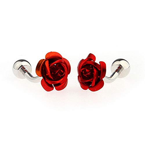 Par de Mancuernillas Flores Rosas Rojas con Caja de Regalo miniatura 2