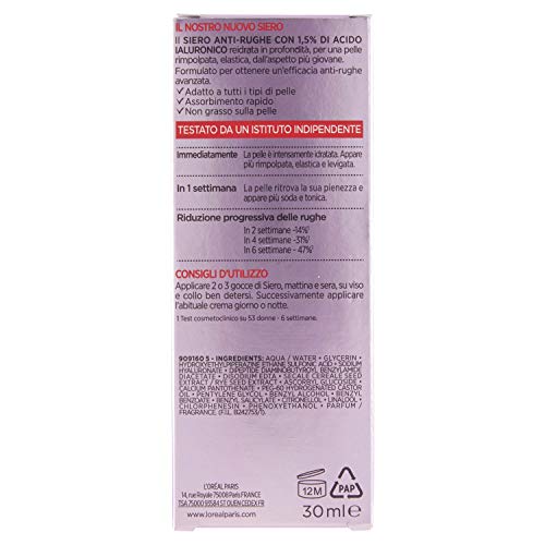 Image of L'Oreal Paris Revitalift Filler Face Serum, Plumping and Anti-Wrinkle Action, Highly Concentrated with 1.5% Hyaluronic Acid, 30 ml