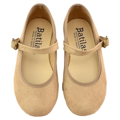 BATILAS - Zapato Tipo Mercedes de serratex con Cierre de Hebilla y Piso de Goma 104688 Sintético NIÑOS Color: Fango Talla: 32