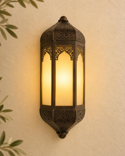 Homesake Vintage Moroccan Wall Sconce Lamp, Decorative Door Wall