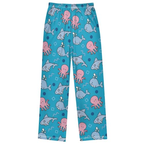 Boy's Pants Cute Sea Whale Octopus Shark Jogger Pants Elastic Waist Long Bottoms Trousers with Pockets 6-14 Years 7