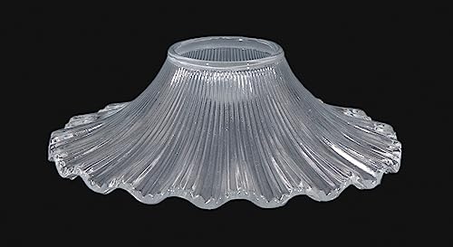Image of B&P Lamp American Made Clear Pressed Glass Petticoat Shade, 7-1 /2 Inch Diameter, Fits Over Chimney, 2-1 /16 Inch Inside Diameter