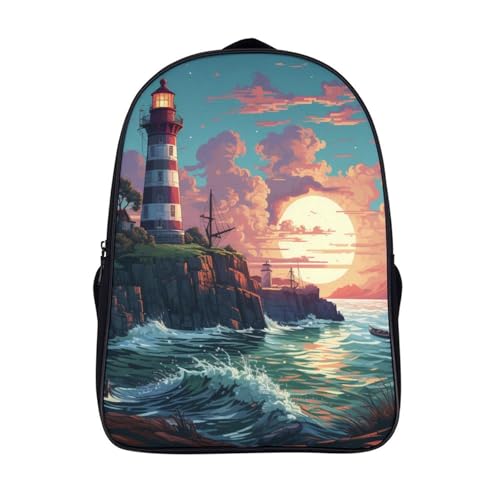 Mochila 3D impermeable de Coastal Lighthouses, el regalo ideal para niños de preescolar