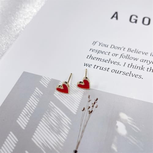 Heart Stud Earrings Cute Gold Plated Nickel Free Love Heart Colorful Enamel Studs Earring for Women Cartilage Piercing Post Hypoallergenic Fashion Jewelry Gifts 7mm*8mm3