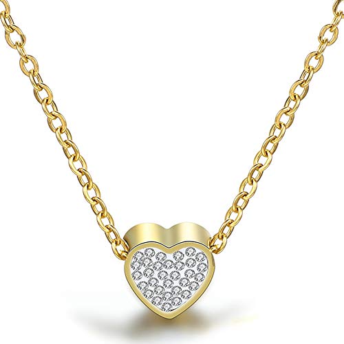 Collier petit cœur acier inoxydable ras de cou maille fine anti-ternissement