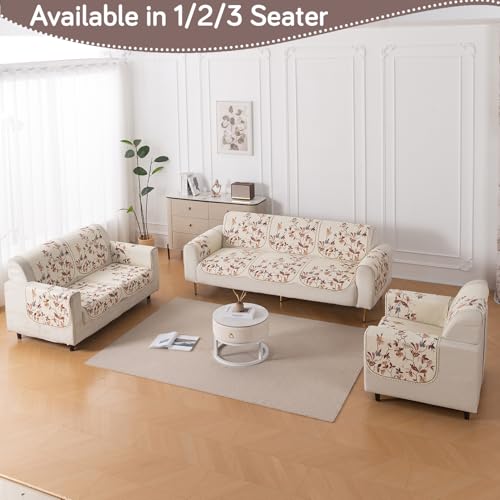 Image of HOKIPO HeavenHue Sofa Cover 1 Seater for Seat & Back, Autumn Whisper