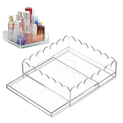 Bandeja Transparente de Acrílico - Bandeja Expositora para Obras de Arte con Cajón | Organizador de Escritorio para Artesanías Fotos Joyería Tocador Baño Dormitorio