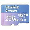SanDisk Tarjeta Creator MicroSD UHS-I de 256 GB con adaptador SD – para cámaras y drones, 4K, 5.3K, A2, V30, U3, 3 meses de Adobe Lightroom incluido – SDSQXAV-256G-GN6MS