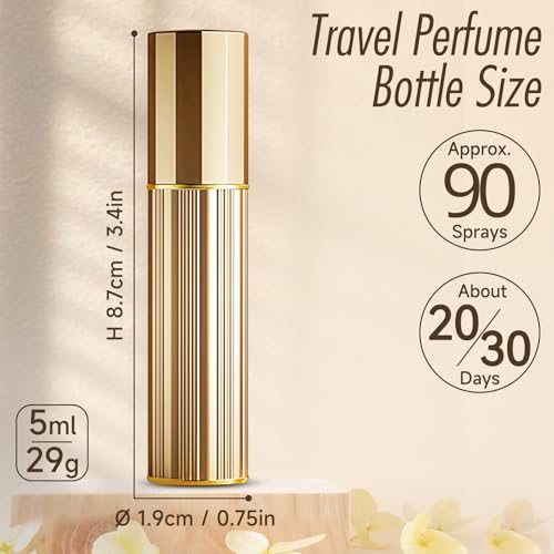 Perfume Atomiser, 5ml Perfume Travel Bottle, Refillable Perfume Bottle Mini Atomiser Spray Bottle Perfume Dispenser Perfume Refill Bottle fits Purse Handbag Pocket Luggage for Women and Men (Gold) - Image 3