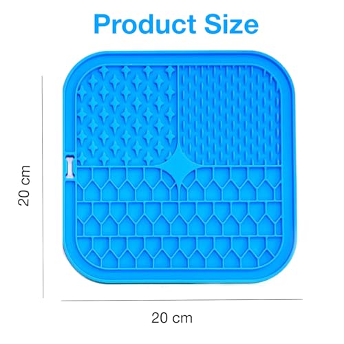 Image of Licking Mat for Dogs and Cats | Premium Lick Mat Suction Cups | Anxiety and Boredom Relief | Slow Feeding Mat Puzzle Toy | Food Grade Silicone Distraction Toy (Blue)