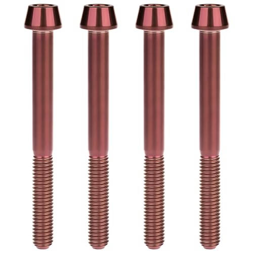 Image of Titanium Ti Bolt M5x9 16 18 20 25 30 35 40 45 50 55 60mm Tapered Head Screws Pack of 4 (M5x55mm, Burgundy)