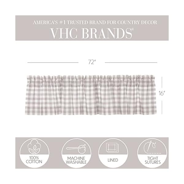   VHC-Brands-Annie-Buffalo-Check-Farmhouse-Kitchen-Window-Curtains-Lined-Valance-16x72-White-Grey