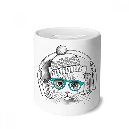 Tirelire céramique chat blanc cadeau anniversaire enfant et adulte