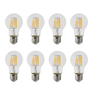 8-pack dimbaar AC 110-130V 6W A60 E26 schroef LED klassieke gloeilamp, 60W gloeilampen vervanging, warm wit 2700K