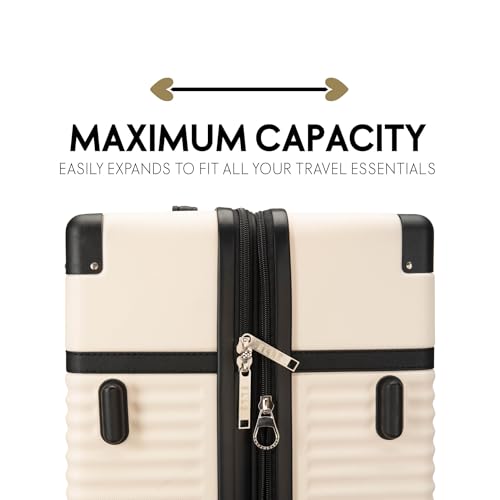 ELLE Belleville 3 Piece Expandable Retro Spinner Luggage Set | Champagne3