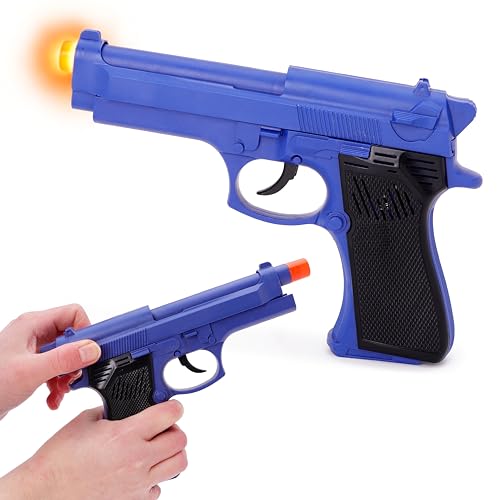 Pistolet-Jouet Bleu avec lumière et Son de 28 cm - Jeu de rôle de la Police - Déguisements