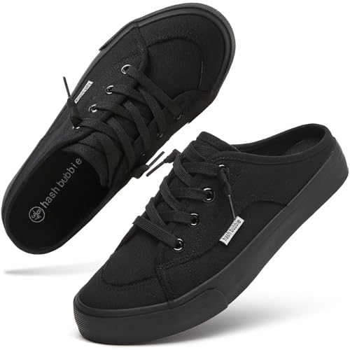 Image of hash bubbie Women's Mules Slip on Sneakers Canvas Tennis Shoes | backless summer close toed sandals non slip on walking casual comfortable