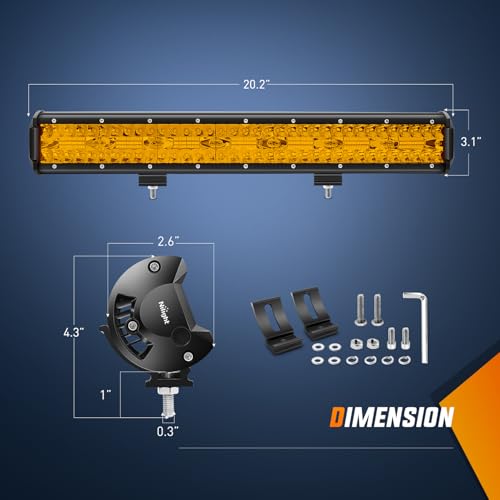 Image of Nilight 20 Inch 420W LED Light Bar Amber Triple Row Flood Spot Combo Driving Boat Led Off Road Lights with 16AWG Wiring Harness Kit-1 Lead, 2 Year Warranty (ZH706)