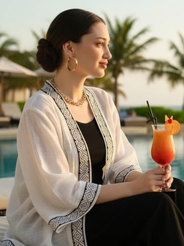 Image of KE KANHA EXPORTS Shrugs for Women Stylish | Cover up on Jeans Tops for Women | Western Beach Outfits | Summer Clothes | Kimono FREE Scrunchie Included
