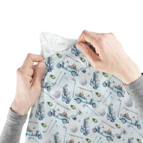 Image of Baby Boys Standard Crib Sheet Covers Golf Gear Sport, Watercolor Blue Ball Glove Car Stick Snug Fitted Toddler Mattress Sheet, Soft Stretchy Breathable Kids Nursery Bed Decor Gift 52 x 28