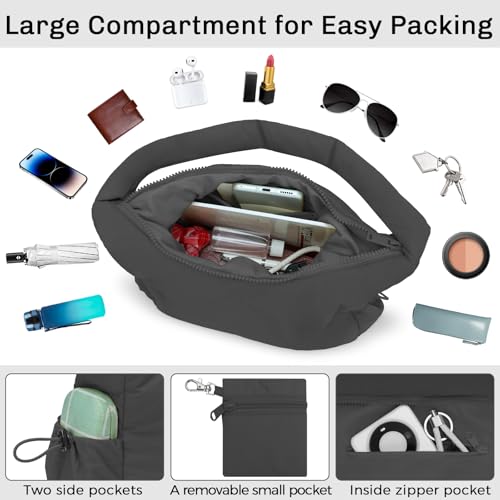 MICOM Crescent Bag for Women Lightweight Puffer Shoulder Bag Multi-Pocket Casual Hobo Bag Women Crescent Crossbody Bag 6