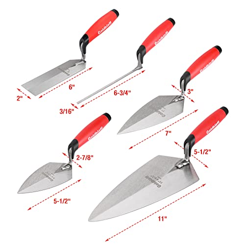 Goldblatt 12PC Masonry Hand Tool Set Organized in Tool Bag - Philadelphia/Pointing/Margin/Tuck Pointing Trowel, Skate Wheel Joint Raker, Convex Brick Jointer, String Line & Jag-clamp, Masonry Brush - Image 2